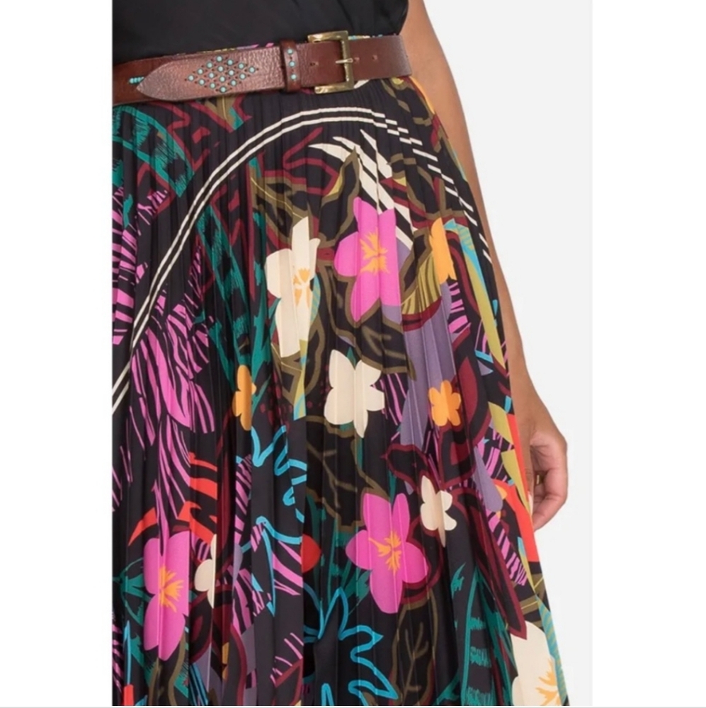 Johnny Was Wild Isabelle Floral Tropical Pleated Maxi Skirt Size Large - Picture 2 of 10